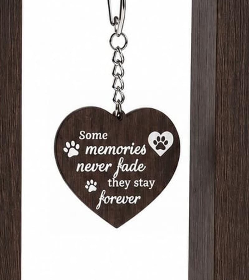 Close-up of the wooden heart memorial pendant